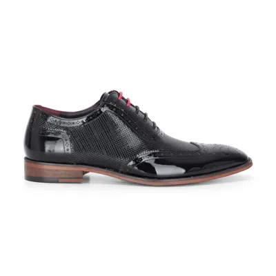 Justin Reess Classic Patent Leather Lined Lace Up Brogue Formal Dress Shoe In Black