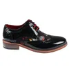 Justin Reess Julius Patent Leather Brogue Shoes In Black