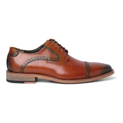 Justin Reess Leather Lace Up Oxford Formal Dress Shoes In Brown