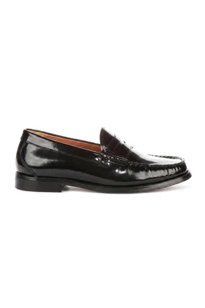 Justin Reess Men's Black Leather Penny Polished Loafers Shoes - Joseph