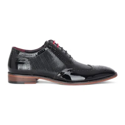 Justin Reess Men's Black Patent Leather Brogue Shoes - Flynn