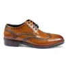 Justin Reess Men's Brown Brogue Leather Dress Shoes- Simon In Brown