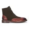 Justin Reess Men's Khaki Brown Brogue Leather Ankle Boots - Clifford In Brown