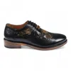 Justin Reess Ross Floral Print Leather Brogue Shoes In Black