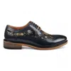 Justin Reess Ross Floral Print Leather Brogue Shoes In Blue