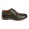 Justin Reess Ross Floral Print Leather Brogue Shoes In Green