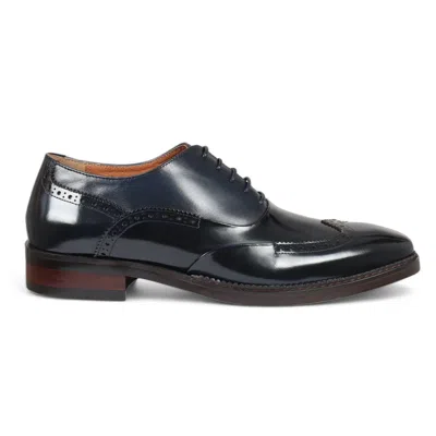 Justin Reess Men's Patent Leather Brogue Formal Shoes - Harry In Blue