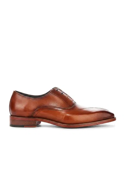 Justin Reess Men's Tan Leather Cross-stitch Toe Cap Oxford Shoes - Jett In Brown