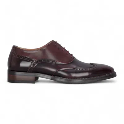 Justin Reess Men's Wine Patent Leather Brogue Formal Shoes - Harry In White
