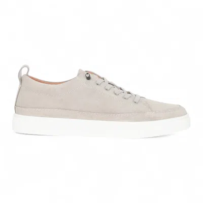 Justin Reess Mens Grey Suede Leather Trainers Sneakers - Josh In Beige