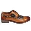 Justin Reess Ross Floral Print Leather Brogue Shoes In Brown