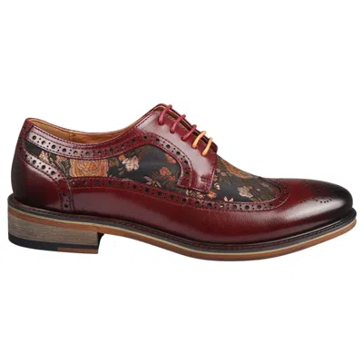 Justin Reess Ross Floral Print Leather Brogue Shoes In Brown