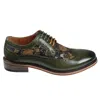 Justin Reess Ross Floral Print Leather Brogue Shoes In Green