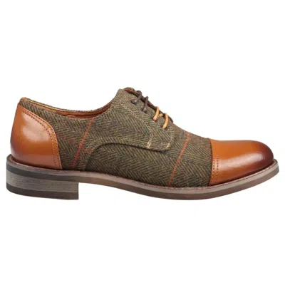 Justin Reess Theon Leather Tweed Oxford Shoes In Brown