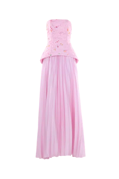 Justin Tong Cascade Pleated Gown In Thistle