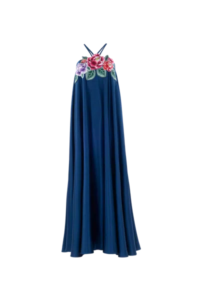 Justin Tong Enchanted Waters Dress In Blue