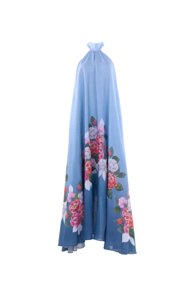 Justin Tong Misty Glen A-line Dress In Blue