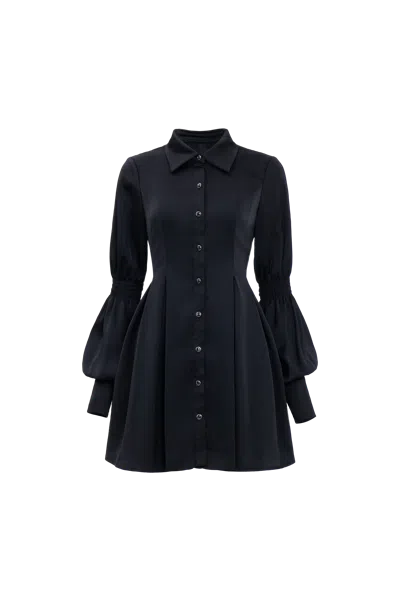 Justin Tong Onyx Shirt Dress In Black