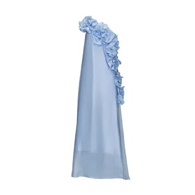 Justin Tong Women's Blue Rosara Organza Gown