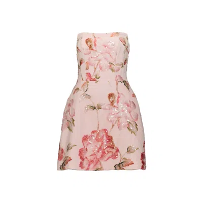 Justin Tong Women's Pink Ellaire Beaded Mini Dress