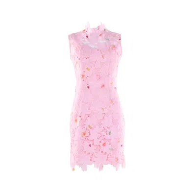 Justin Tong Women's Pink Embroidered Mini Dress