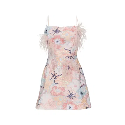 Justin Tong Women's Pink Jessica Beaded Mini Dress