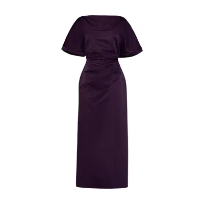 Justin Tong Women's Purple Anneliese Satin Gown In Multi
