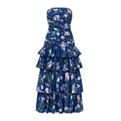 Justin Tong Women's Purple Elara Linen Ruffle Dress In Multi