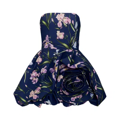 Justin Tong Women's Purple Isla Linen Bubble Dress In Blue