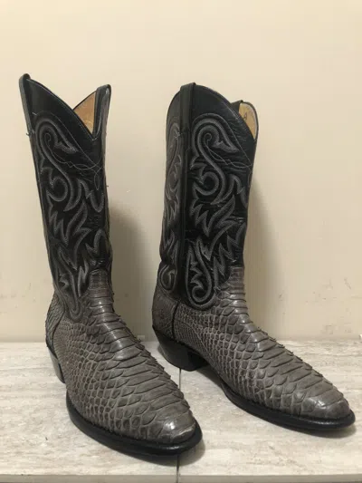 Pre-owned Justin Vintage 's Grey Python Cowboy Western Boots In Gray