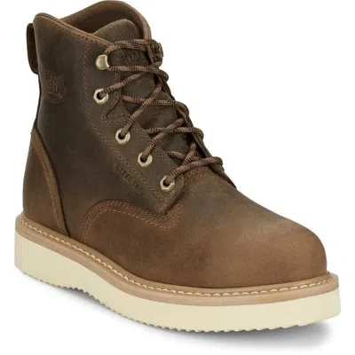 Justin Women's  Maxwell Ow709 Brown Leather 6" Steel Toe Work Boots Nin1104