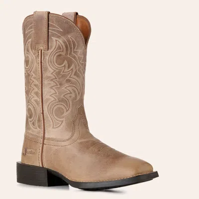 Justin Women's Light Tan Wide Square Toe Cowboy Boots In Nude