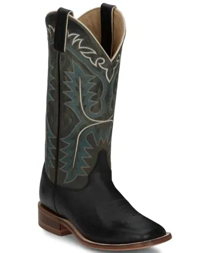 Justin Women's Stella 13" Western Boot In Black/blue Cowhide
