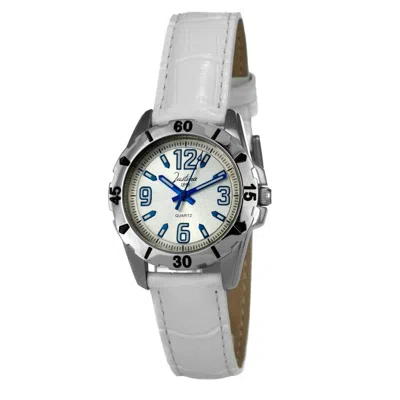 Justina Black Leather Dress Women's Watch In White