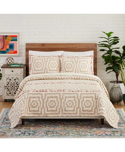 Justina Blakeney Hypnotic Geometric 3-pc Quilt Set, King In Cream