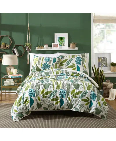 Justina Blakeney Jardin Cotton Sateen 3-pc Duvet Cover Set, Queen In Green