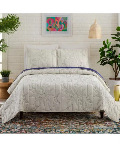 Justina Blakeney Sun Moon Cotton 3-pc Quilt Set, Full/queen In Natural
