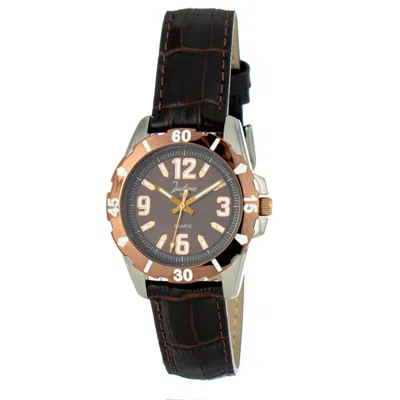 Justina Brown Leather Dress Women's Watch In Black