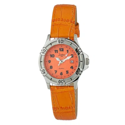 Justina Orange Leather Dress Women's Watch