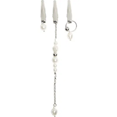 Justine Clenquet 3-pack Yoko Imitation Pearl Hair Clips In Silver