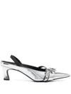 Justine Clenquet Silver Joan Slingback Heels In 银色