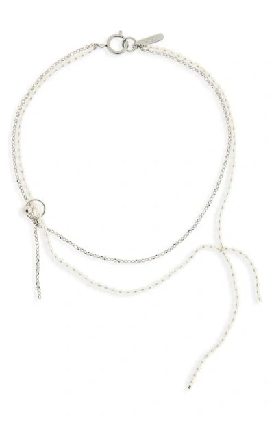 Justine Clenquet Alba Layered Chain & Faux Pearl Necklace In Metallic