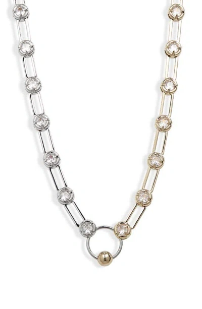 Justine Clenquet Alva Two Tone Necklace In Gold And Palladium