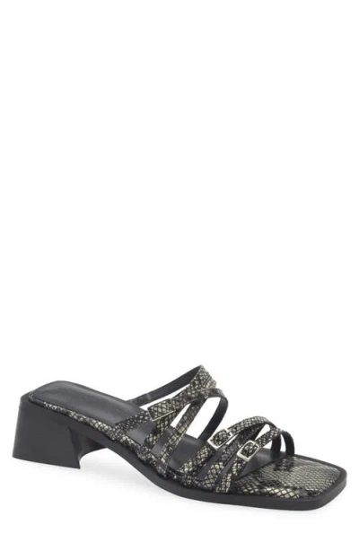 Justine Clenquet Andie Python Embossed Sandal In Black