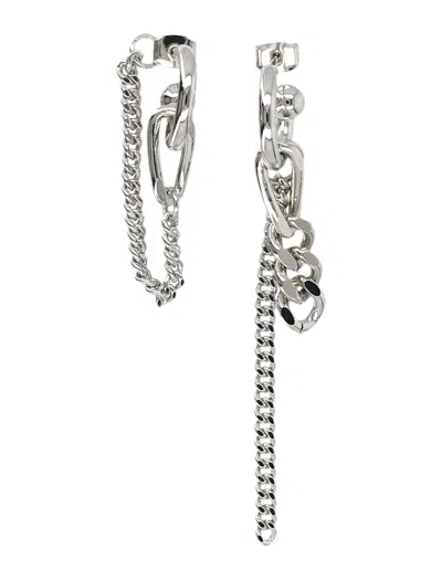 Justine Clenquet Asymmetrical Chain Drop Earrings In Silver
