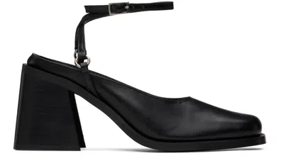 Justine Clenquet Black Courtney Heels In Black Leather