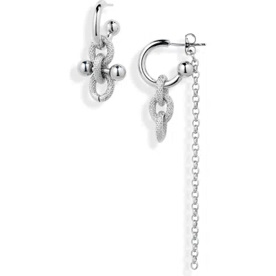 Justine Clenquet Blake Huggie Hoop Earrings In Palladium