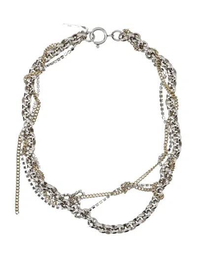 Justine Clenquet Celina Intertwined Layered Necklace With Crystal Embellishments In Silver