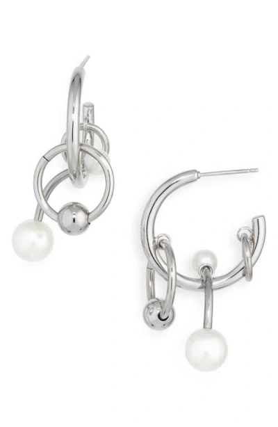 Justine Clenquet Chase Hoop Charm Earrings In Palladium