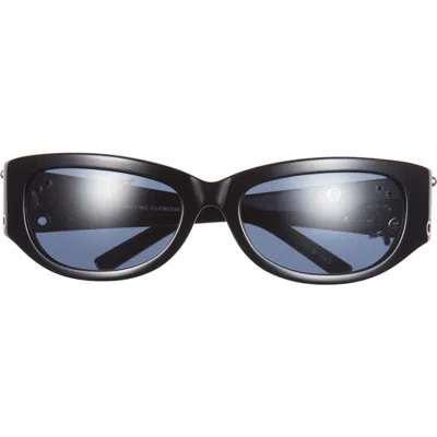 Justine Clenquet Clara 50mm Pierced & Studded Wrap Sunglasses In Black